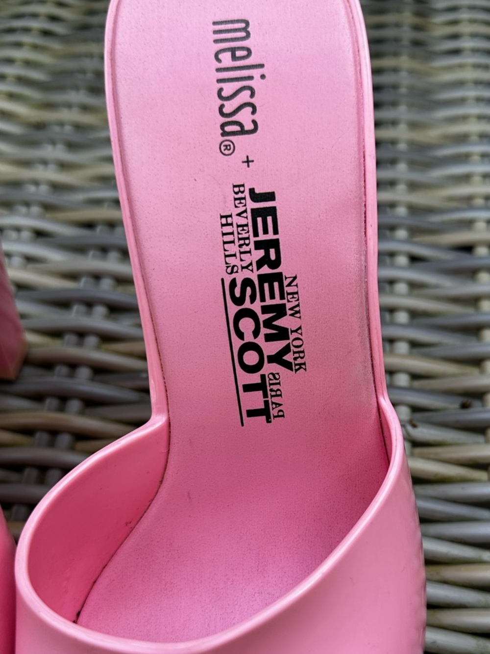 Melissa + Jeremy Scott Pink Barbie Shoes 6 37 Blowup Heels Slides Sandals - Picture 10 of 14